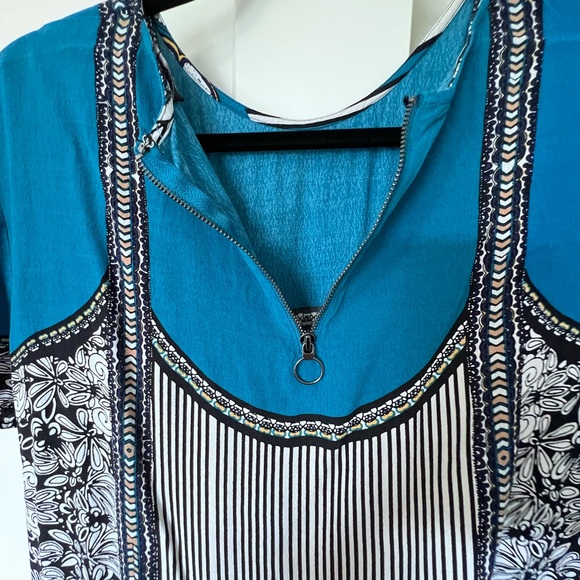 Express Turquoise Colorful Shift Straight Dress - Picture 6 of 8